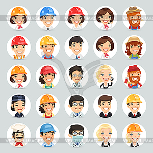 Professions Characters Icons Set1. - vector image