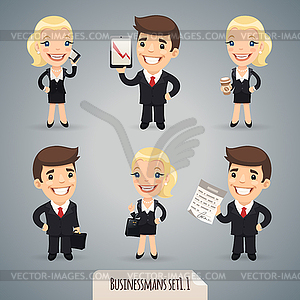 Businessmans Герои мультяшныйов Set1. - векторное изображение EPS