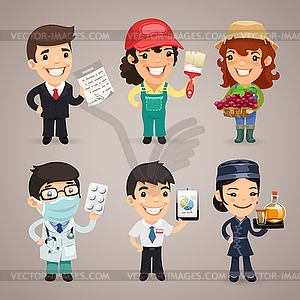 Professions Cartoon Characters Set1. - vector clipart