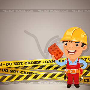 Builder With Danger Tapes - vector image