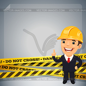 Businessman With Danger Tapes - vector clipart