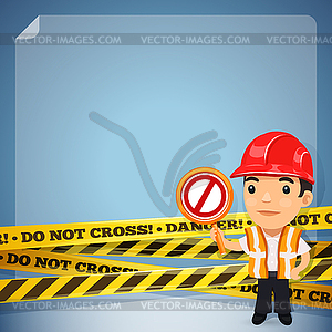 Foreman With Danger Tapes - vector clip art