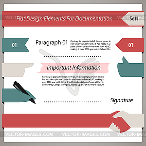 Flat Design Elements For Documentation Set - vector clipart