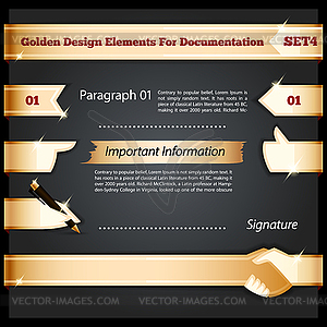 Golden Design Elements For Documentation Set - color vector clipart