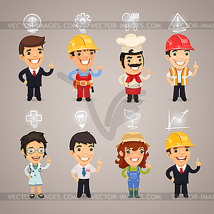 Professions Characters with Icons - vector clipart