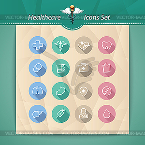 Здоровье плоским Icons Set - цветной векторный клипарт