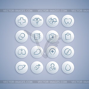 Set of Medical Icons on Pills - vector image