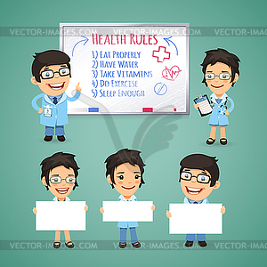 Doctors Presenting Empty Banners - vector image