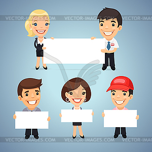 Managers With Blank Placards - vector clip art