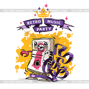 Retro Music Party Poster - color vector clipart