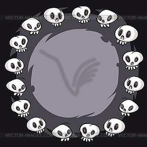 Cartoon Skulls Round Frame - vector image