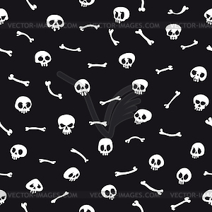 White Cartoon Skulls Seamless Pattern - vector image