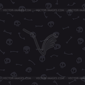 Gray Cartoon Skulls Seamless Pattern - vector clipart