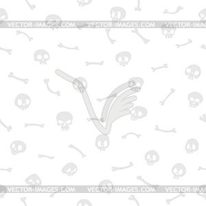 Gray Cartoon Skulls Seamless Pattern - vector clipart / vector image