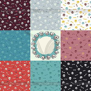 Eight Variants of Halloween Seamless Pattern - vector clipart