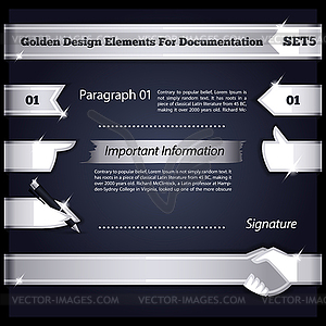 Silver Design Elements For Documentation Set - vector clip art