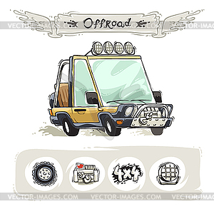 Cartoon Beach SUV Set - vector image