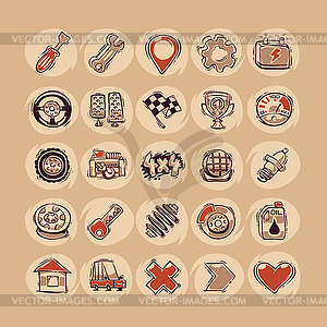 Retro Cars Icons Set - royalty-free vector clipart