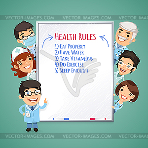 Doctors Presenting White Board - royalty-free vector clipart