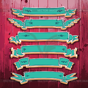 Vintage 3D Ribbons Set - vector image