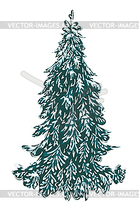 Snowy fir tree - vector clipart