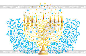 Gold menorah with candles - vector clipart