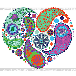 Paisley heart design - vector image