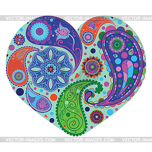 Paisley heart design - vector clipart