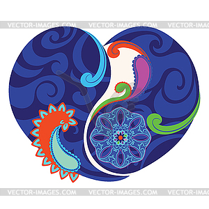 Paisley heart design - vector clip art