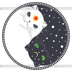 Yin Yang cats - vector clipart