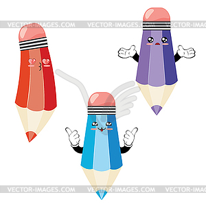 Kawaii pencil characters - vector clipart