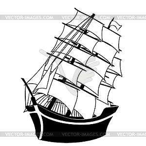 Old frigate ship - vector clip art