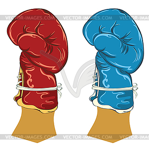 Red and blue boxing gloves - vector image