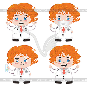 Cartoon doctor set - vector clipart