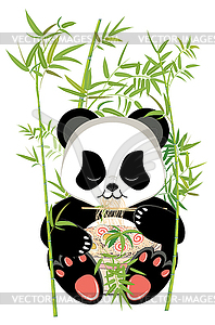 Cartoon panda with ramen - vector image