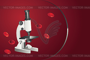 Микроскоп с клетками крови - векторное изображение