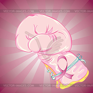 Розовая лента и боксерские перчатки - цветной векторный клипарт