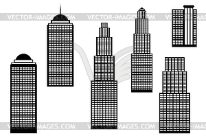Небоскребы черно-белые - черно-белый векторный клипарт