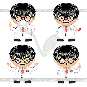 Cartoon doctor set - vector clipart