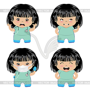 Female medical staff in scrubs - vector EPS clipart