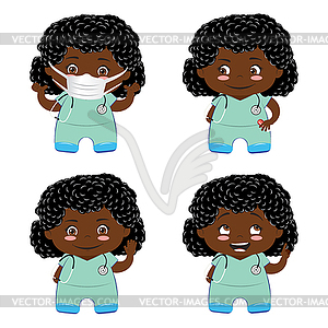 Female medical staff in scrubs - vector image