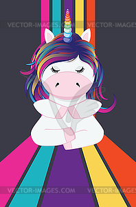 Unicorn in lotus pose - vector clipart