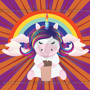 Unicorn with rainbow - vector image