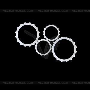 Metal gears on black background. Vector illustration . - vector clipart