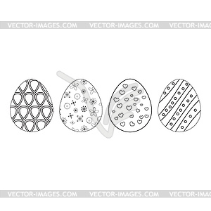 Easter eggs . Drawn elements of decorative coloring.  - vector clipart / vector image