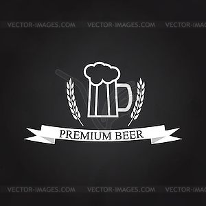 Glass of beer logo on the chalkboard. - white & black vector clipart