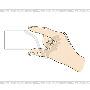 Business card in hand. - vector clip art