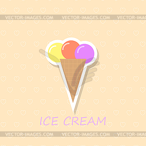 Pistachio ice cream in cone tasty - vector image