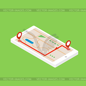 GPS navigator in mobile phone - vector image