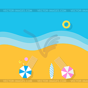 Sea sunny beach. Rest at resort - vector image